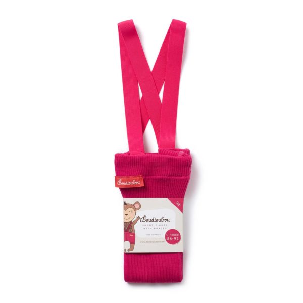 Kids' short tights with braces MAGENTA - Image 3