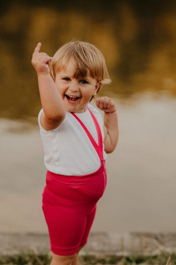 Kids' short tights with braces MAGENTA - Image 5
